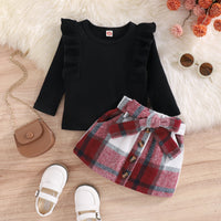 Thumbnail for Fashion Tops Plaid Skirt Outfit