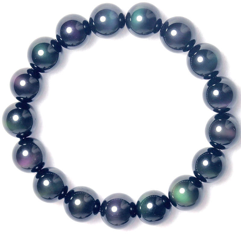 Rainbow Purple Green Eye Obsidian Bracelet