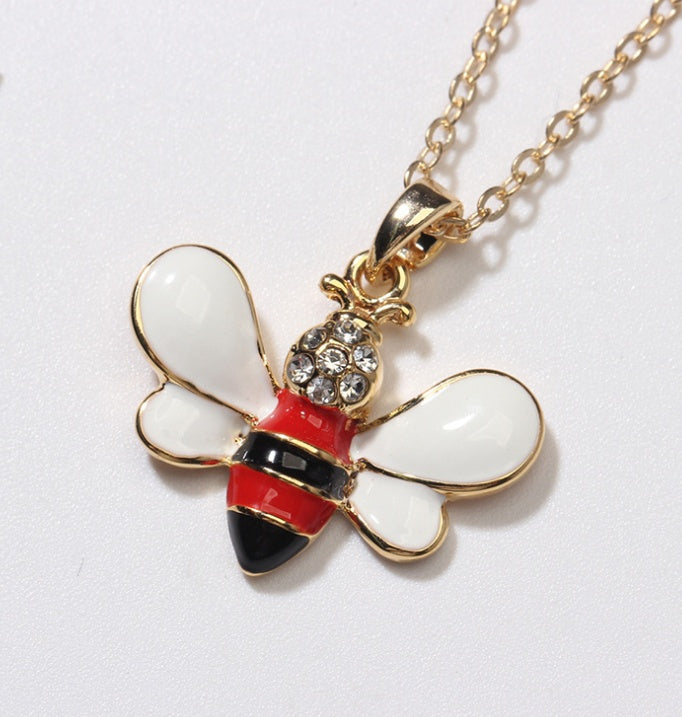 Summer Jewelry Necklace Lady Cartoon Cute Drop Oil Studded Bee Pendant