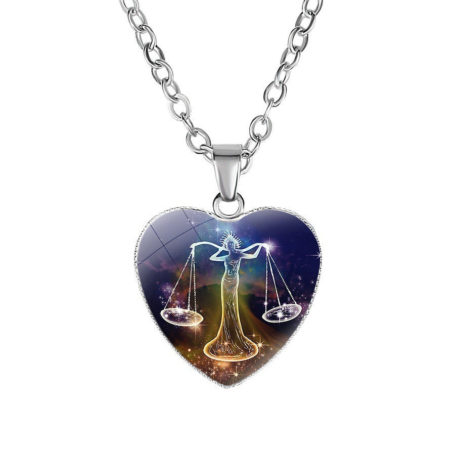 Women's Zodiac Heart Pendant Necklace