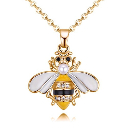 Summer Jewelry Necklace Lady Cartoon Cute Drop Oil Studded Bee Pendant