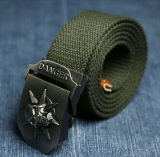 Men Canvas Skull Metal Belt