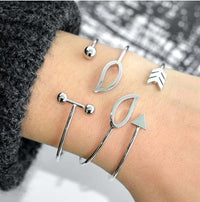 Thumbnail for Trendy Gold Silver Crystal Leaf Moon Arrow Cat Bracelet set for Women Geometric Adjustable Bracelet Bangle Pulseiras