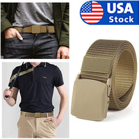 Thumbnail for Mens Outdoor Sports Military Tactical Nylon Waistband Canvas Web Belt Adjustable