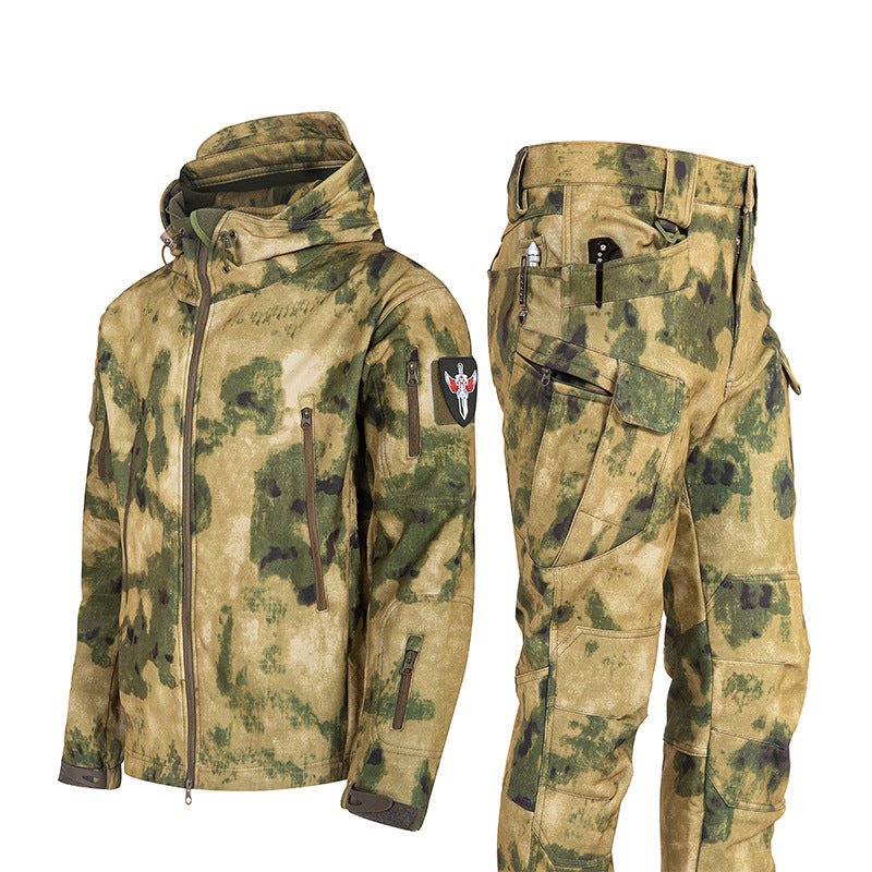 Ruins Russian Camouflage Shark Skin Shell Jacket Suit Fleece-lined Waterproof Tactical Suit