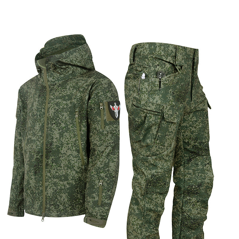 Ruins Russian Camouflage Shark Skin Shell Jacket Suit Fleece-lined Waterproof Tactical Suit