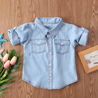 Thumbnail for Fall Boys Girls Long Sleeve Lapel Denim Shirts