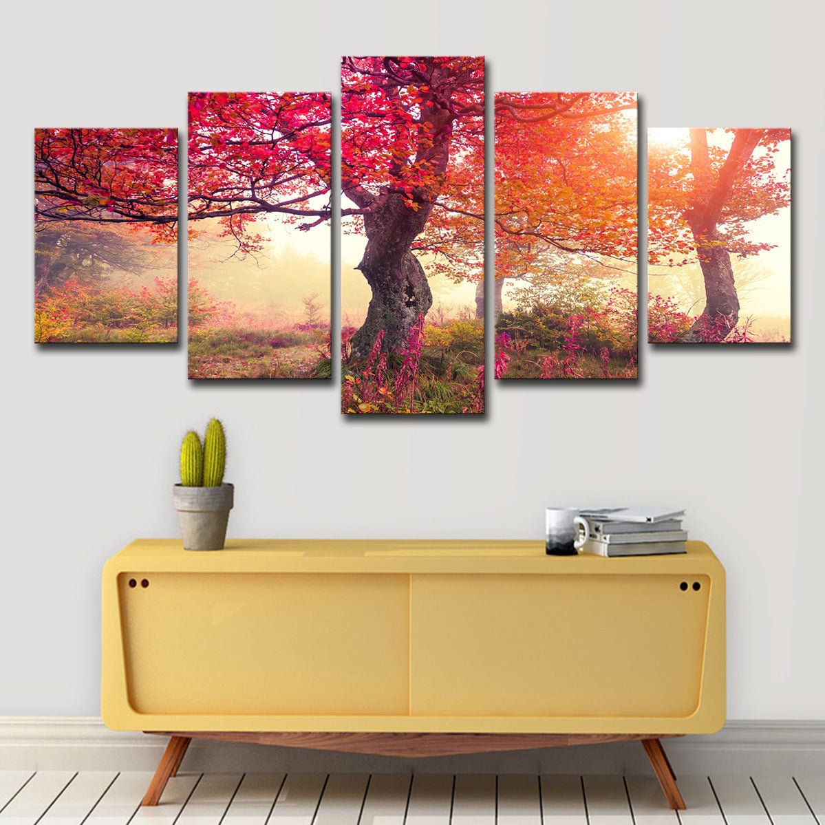 5 Pieces Canvas Art Season Autumn Trees Modern Living Room Large Painting Cloth Wall Art